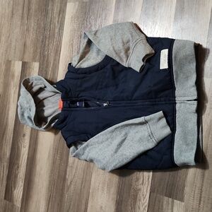GAP Kids Blue Gray Hoodie Woven Vest Varsity Jacket, size 4-5  XXS